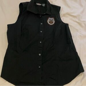 (2)Harley-Davidson Black&White Sleeveless Button-Down Shirt !Accepting Offers!